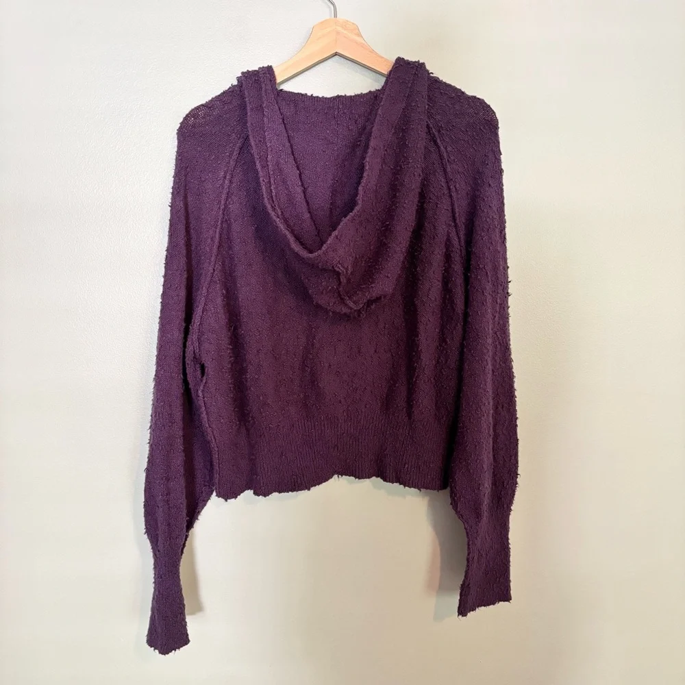 Free people found my friend cropped noby sweater- dark purple size L- VGUC - Picture 5 of 7